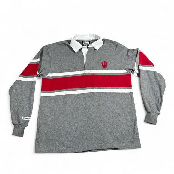 Indiana Hoosiers Polo Shirt Adult MEDIUM Gray White Red Rugby College University - Picture 1 of 9